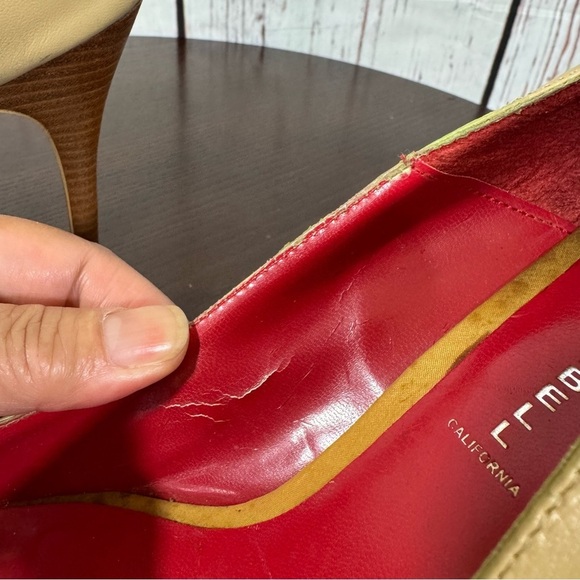 JEFFREY CAMPBELL Elegant calf leather Peep-Toe Heels - Tan and Red 7.5 GUC - Picture 5 of 15